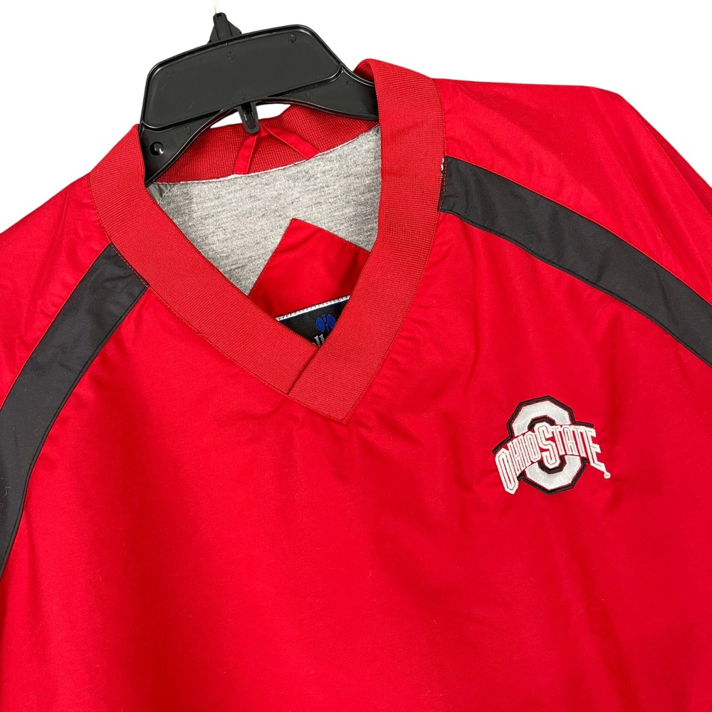 Ohio State University‎ V Neck Windbreaker Pullover Embroidered Stripe L Mens